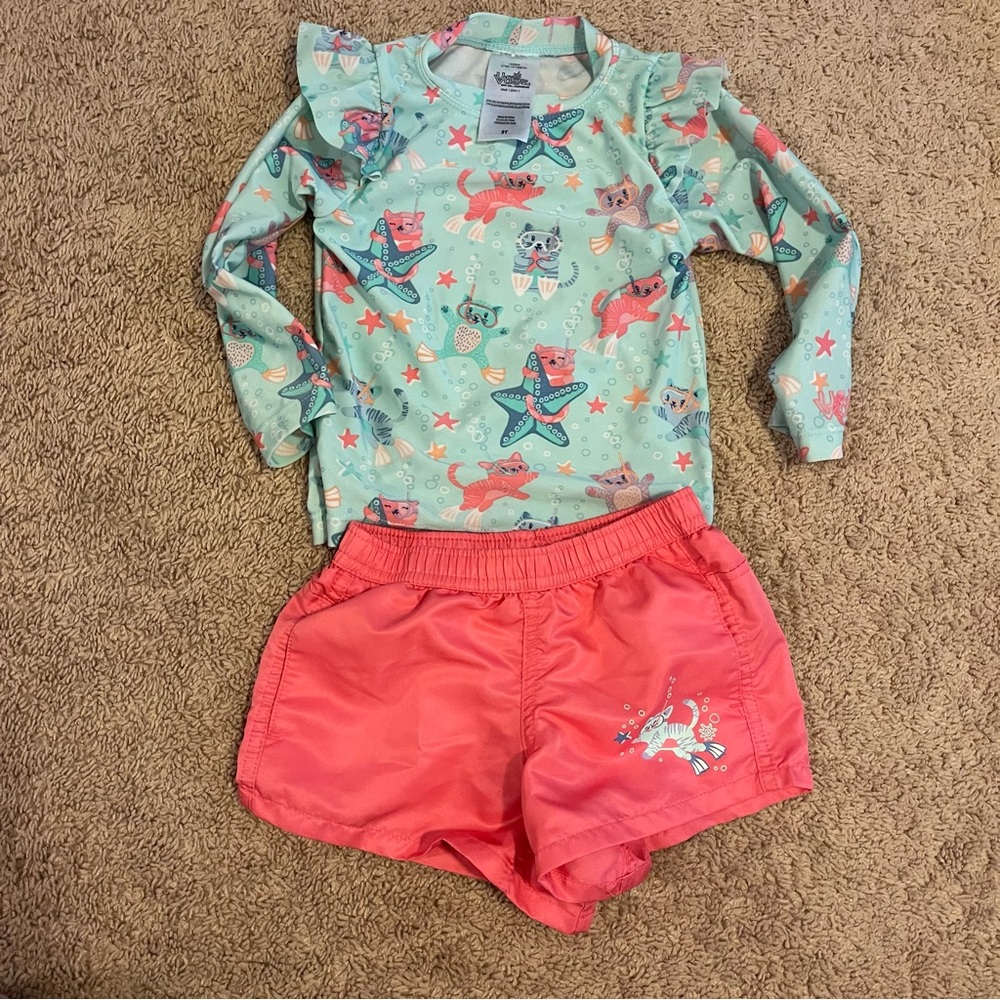 Girls' Mint Swim Shorts Set 3T